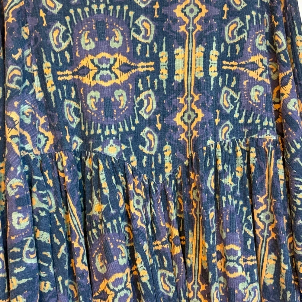 Free People Navy and Gold Tunic Top